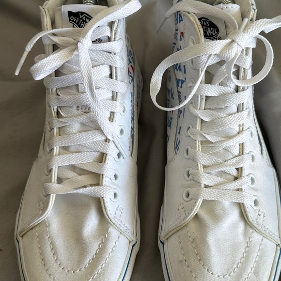 Vans Off The Wall I Love My Vans White Sneakers High Tops Mens 7 Women 8.5 - Picture 2 of 6